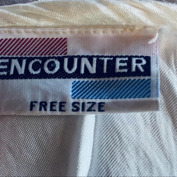 VNTG Boho Cream Tiered Satin Patchwork Dress - Picture 11 of 13